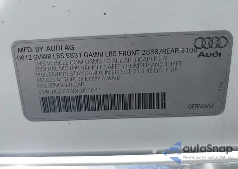 2013 Audi A8 L 3.0T from USA, damaged, VIN WAURGAFD9DN004041